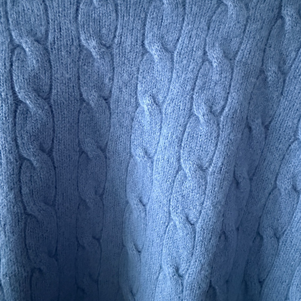 Polo Ralph Lauren 100% Cashmere EUC Cable Knit Sweater Litchfield Blue Size L - Picture 3 of 15